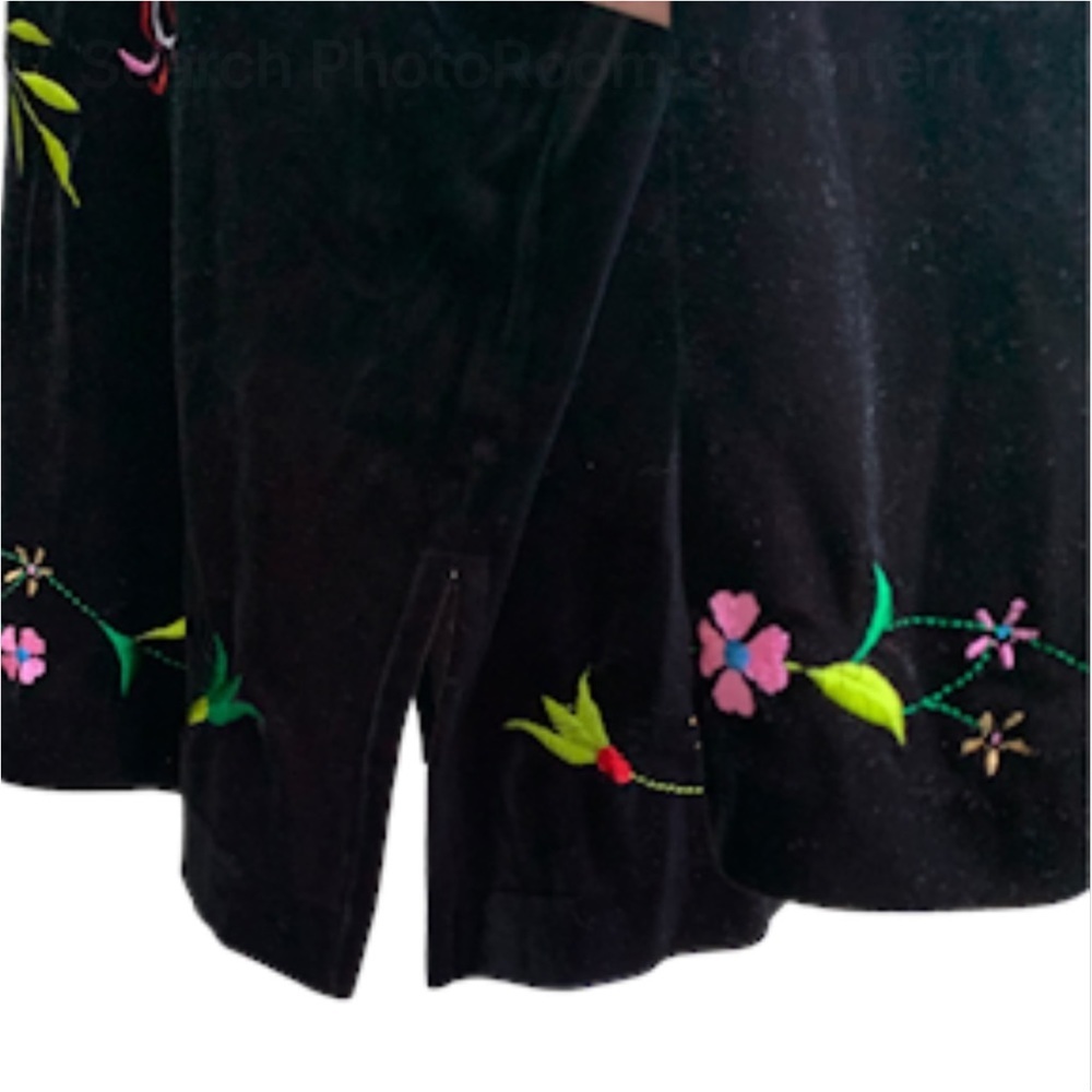 Y2K Susan Graver L Velvet Top Jacket Black Dark Romantic Embroidery Whimsigoth - Picture 7 of 12